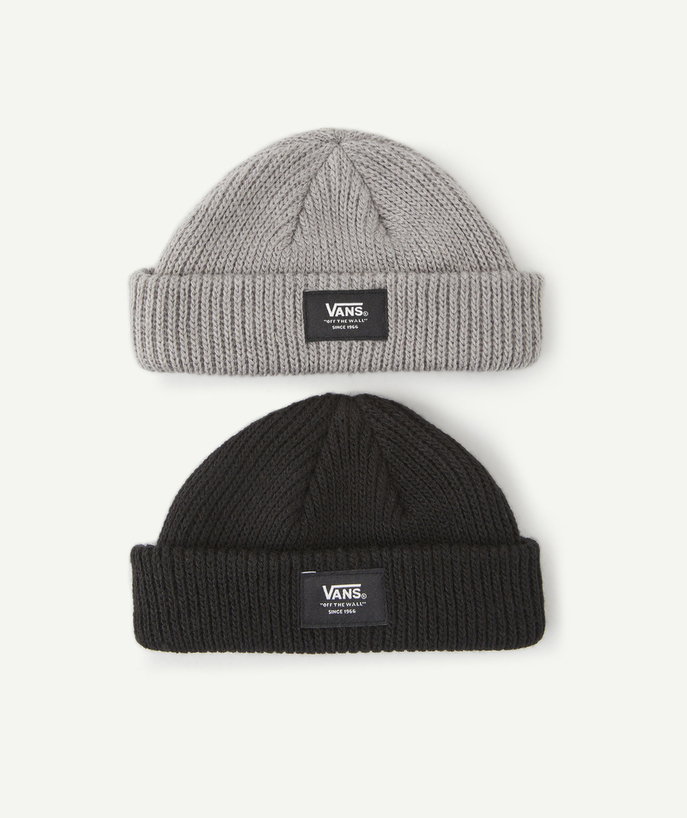   - PACK OF 2 BEANIES, BLACK AND GREY 