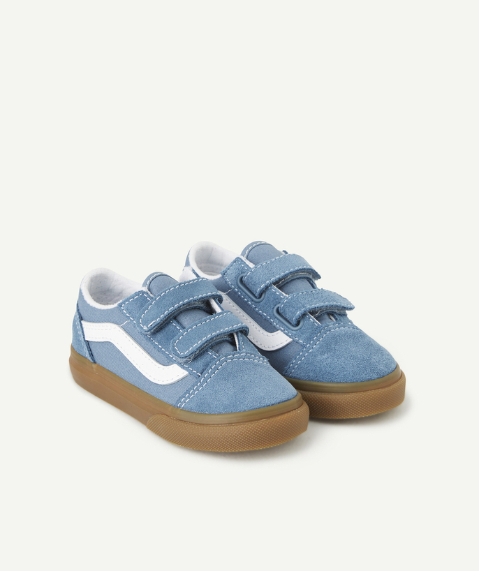   - BLUE VELCRO-FASTENED OLD SKOOL V TRAINERS WITH BROWN SOLES FOR BABIES 