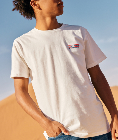 CategoryModel (8824535875726@13)  - t-shirt garçon en coton biologique blanc avec message match brodé