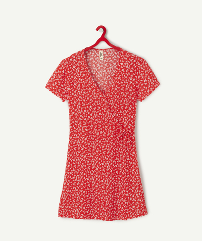 CategoryModel (8821765701774@1351)  - robe cache-coeur fille en viscose responsable rouge imprimé à fleurs