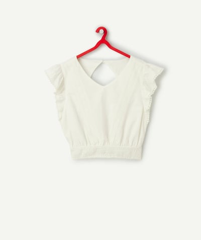 CategoryModel (8821759639694@6320)  - blouse fille en coton écru avec détails en broderie anglaise et volants