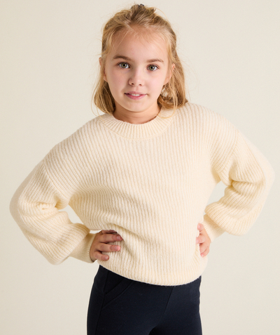 CategoryModel (8826176340110@267)  - Pull fille en tricot crème à manche longue