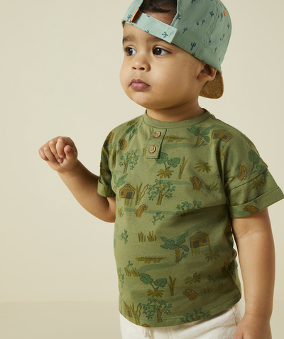 CategoryModel (8824502943886@29)  - T-shirt met korte mouwen in kaki savannahprint biokatoen voor babyjongens