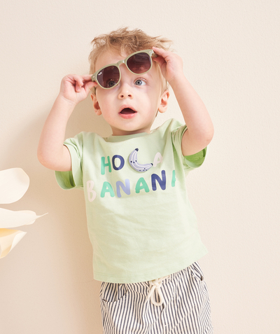 CategoryModel (8821756559502@125)  - t-shirt bébé garçon en coton bio vert avec message et banane en relief