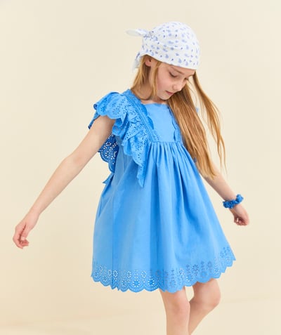CategoryModel (8824371871886@652)  - robe manches courtes fille bleue à volants