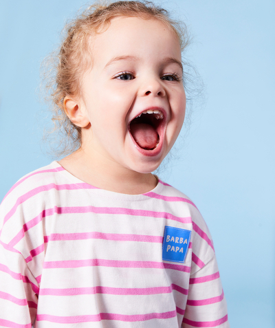 CategoryModel (8821752627342@3686)  - T-SHIRT MET LANGE MOUWEN VOOR BABYMEISJES IN ROZE BIOLOGISCH KATOEN MARINIÈRE THEMA BARBAPAPA