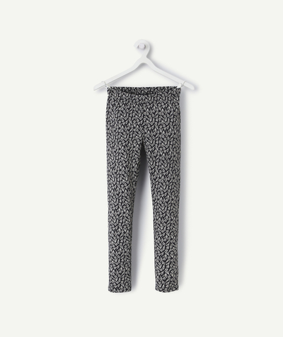 CategoryModel (8825586909326@219)  - LEGGING FILLE EN COTON BIO NOIR AVEC IMPRIMÉ FLEURI