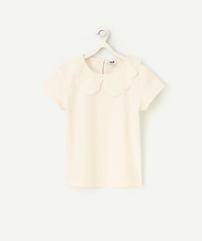 CategoryModel (8821758591118@1639)  - T-shirt voor meisjes in wit biokatoen met geborduurde claudinekraag