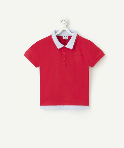 CategoryModel (8821761343630@224)  - boy's short-sleeved polo shirt in red and blue organic cotton