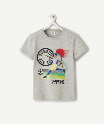 CategoryModel (8821761867918@265)  - t-shirt manches courtes garçon en coton bio gris thème foot
