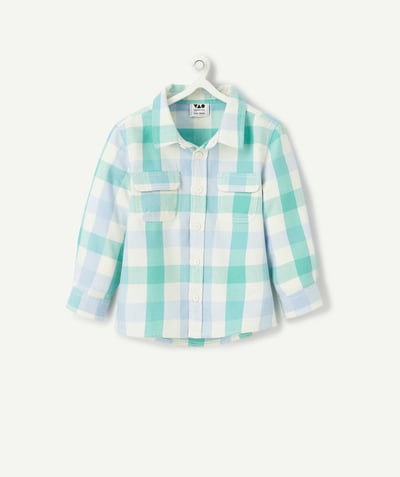 CategoryModel (8821754953870@332)  - overhemd in blauw en groen geruit katoen voor babyjongens