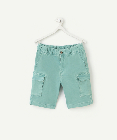 CategoryModel (8821761671310@552)  - Cargo shorts voor jongens in groene viscose met zakken