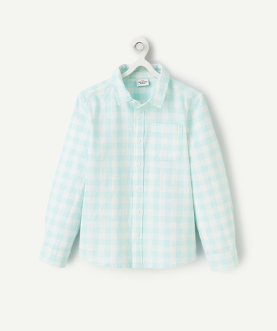 CategoryModel (8821761343630@224)  - chemise manches longues garçon à carreaux vert et blanc