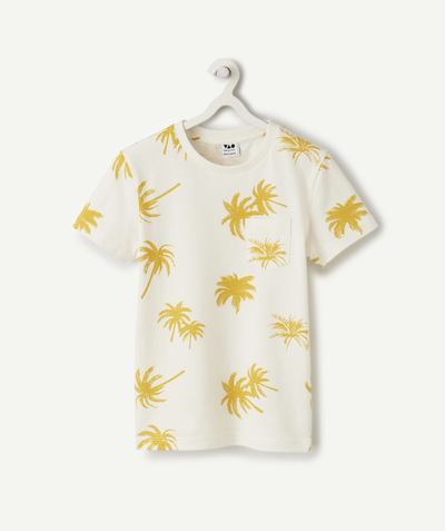CategoryModel (8821764948110@1469)  - T-shirt met korte mouwen van biologisch katoen in ecru met palmboommotief voor jongens
