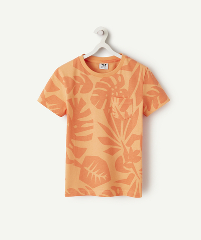 CategoryModel (8821764948110@1469)  - T-shirt met korte mouwen en bladeren in oranje biologisch katoen voor jongens