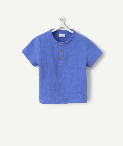 CategoryModel (8821754953870@332)  - t-shirt manches courtes bébé garçon en gaze de coton bleu roi