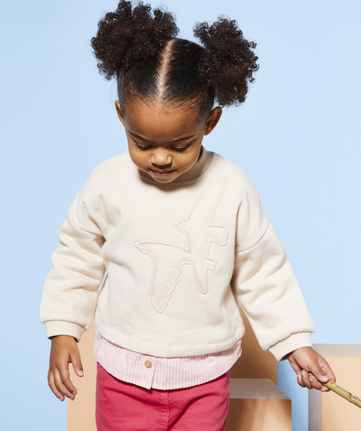 CategoryModel (8821752725646@331)  - 2 in 1 effect sweater met lange mouwen voor babymeisjes in beige gerecyclede vezels