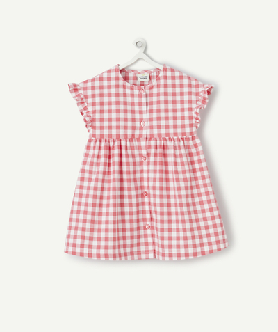 CategoryModel (8821752463502@361)  - roze en wit geruite katoenen jurk voor babymeisjes