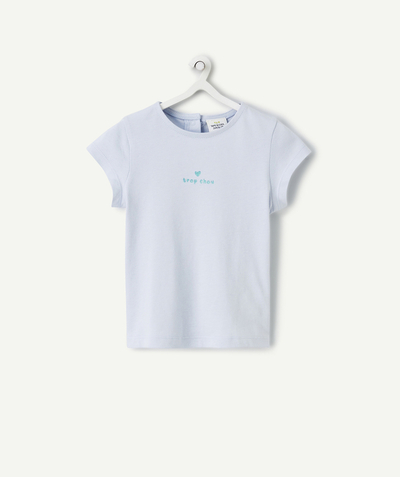 CategoryModel (8826076004494@13)  - T-SHIRT MET KORTE MOUWEN EN BOODSCHAP IN BLAUW BIOKATOEN VOOR BABYMEISJES