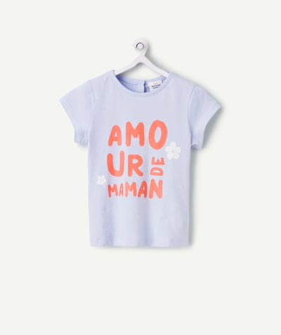 CategoryModel (8825420513422@292)  - T-SHIRT BÉBÉ FILLE EN COTON BIO MAUVE AVEC MESSAGE AMOUR ROUGE