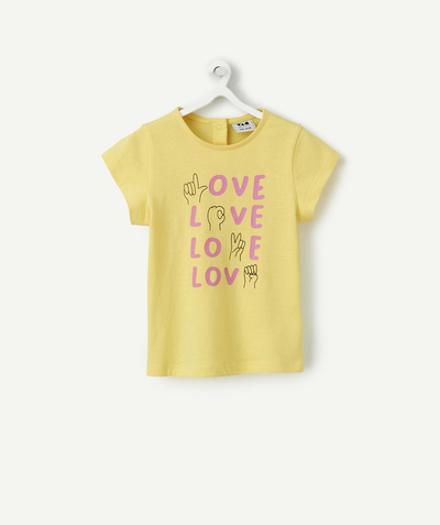 CategoryModel (8824830591118@17)  - T-SHIRT MANCHES COURTES BÉBÉ FILLE EN COTON BIO JAUNE AVEC MOTIF LOVE