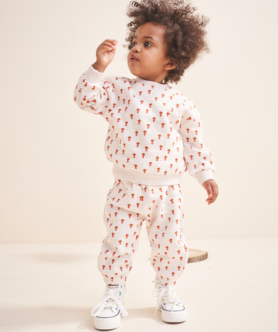 CategoryModel (8824437702798@1095)  - JOGGING BÉBÉ FILLE EN FIBRES RECYCLÉES ÉCRU CHINÉ IMPRIMÉ FLEURI ORANGE