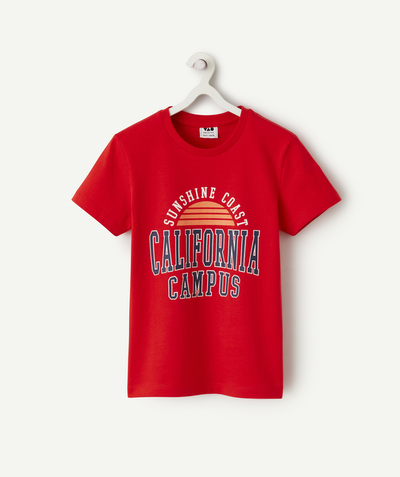 CategoryModel (8821764948110@1469)  - rood biologisch katoenen jongens-T-shirt met korte mouwen en Californië-thema