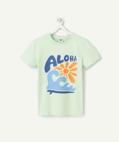 CategoryModel (8821764948110@1469)  - Jongens-T-shirt met korte mouwen in groen biologisch katoen met aloha-thema