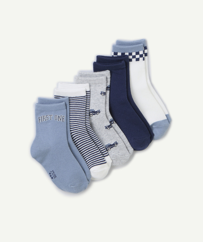 CategoryModel (8824896946318@530)  - LOT DE 5 PAIRES DE CHAUSSETTES GARÇON BLEU GRIS ET BLANC