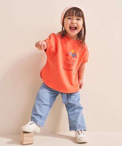 CategoryModel (8825420513422@292)  - T-shirt met korte mouwen voor babymeisjes in oranje poncho stijl van biologisch katoen