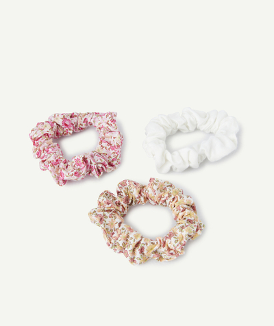 CategoryModel (8826175193230@84)  - SET VAN 3 SCRUNCHIES MET BLOEMENPRINT EN EFFEN WIT VOOR MEISJES