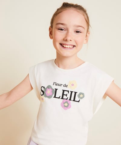 CategoryModel (8821761573006@30518)  - T-shirt met korte mouwen voor meisjes in wit biokatoen met haakje