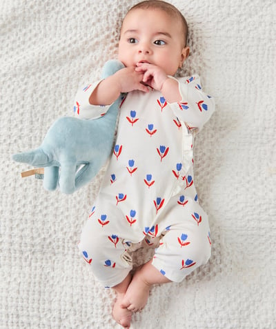 CategoryModel (8821753086094@7776)  - dors bien bébé en coton bio blanc imprimé avec fleurs bleu et rouge