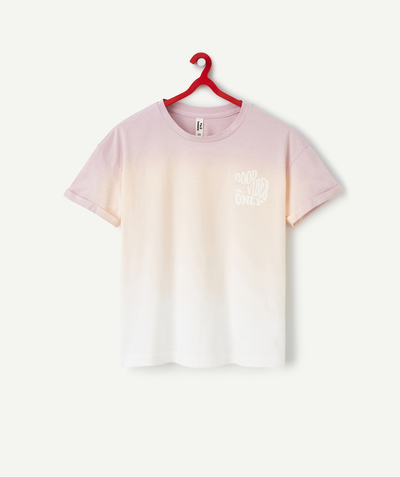 CategoryModel (8821764325518@1013)  - t-shirt fille en coton bio tie and dye mauve et rose avec messages