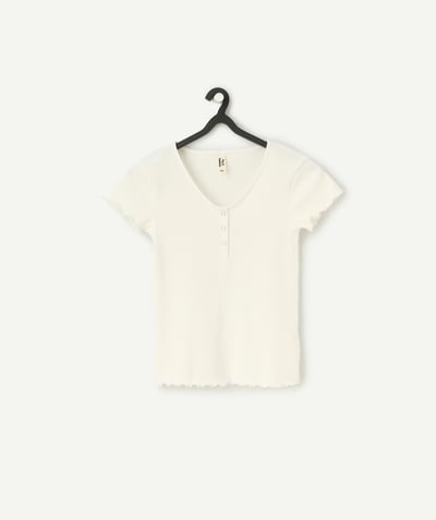 CategoryModel (8821764751502@435)  - T-shirt met korte mouwen voor meisjes in wit geribd biologisch katoen
