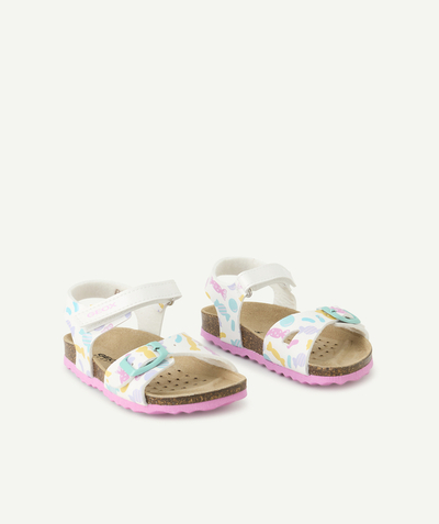 CategoryModel (8821752987790@12274)  - Witte chalki open sandaaltjes voor babymeisjes met gekleurde hartjesprint