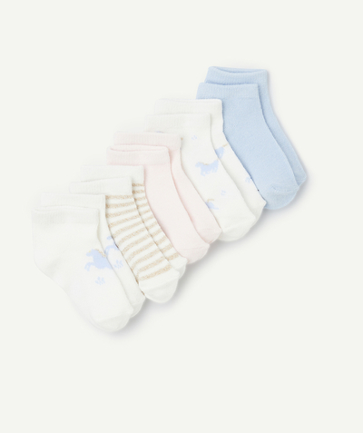 CategoryModel (8821753282702@169)  - pakket van 5 paar blauwe, witte en roze eenhoornsokken voor babymeisjes