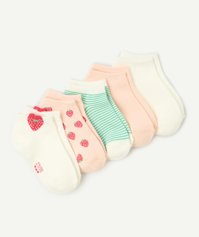 CategoryModel (8821759508622@1735)  - 5-pack roze, witte en groene aardbeiensokken voor meisjes