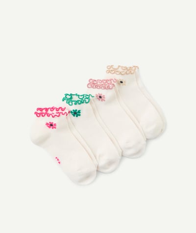 CategoryModel (8821759508622@1735)  - lot de 4 paires de socquettes fille avec festons et motifs fleurs colorées
