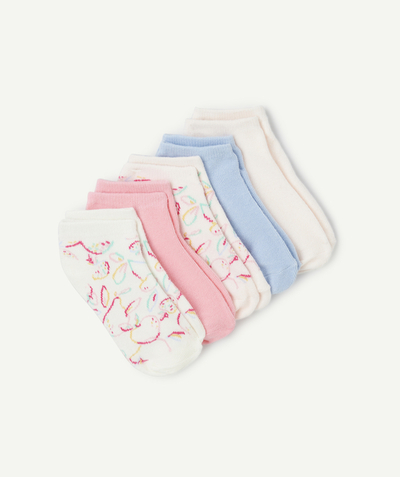 CategoryModel (8821759508622@1735)  - 5 paar roze en blauwe sokken met vruchtenthema voor meisjes