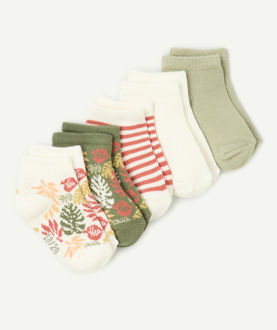 CategoryModel (8825060098190@26382)  - lot de 5 socquettes bébé garçon thème feuillage rouge et kaki