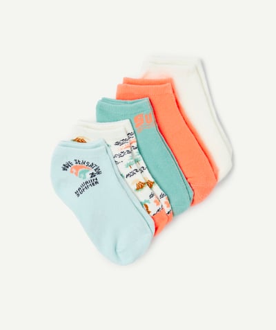 CategoryModel (8821762490510@778)  - 5 paar oranje, blauwe en groene sokken met strandthema voor jongens