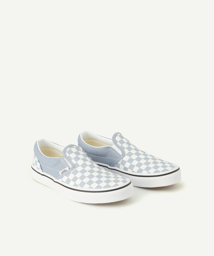   - klassieke slip-on kinderschoenen ruitjesprint hemelsblauw