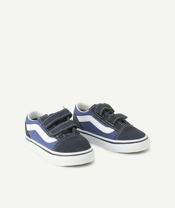   - babyblauwe en zwarte old skool v sportschoenen met klittenbandsluiting