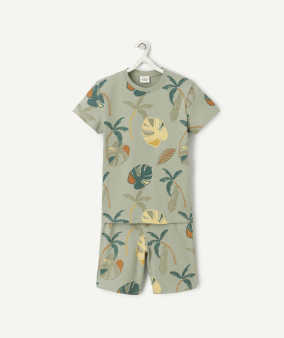 CategoryModel (8821762556046@1125)  - Pyjama voor jongens van biologisch katoen met korte mouwen en een bladmotief