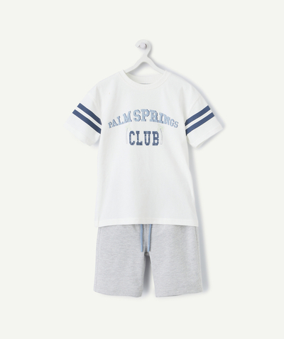 CategoryModel (8821762326670@263)  - pyjama manches courtes garçon en coton bio blanc et gris avec messages
