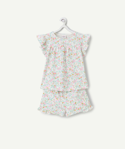 CategoryModel (8821759410318@499)  - pyjama voor meisjes in wit biokatoen met bloemenprint