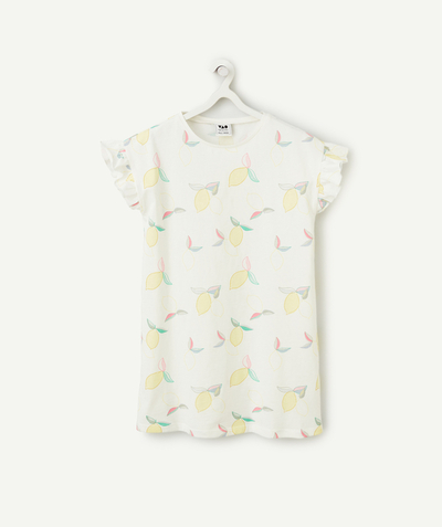 CategoryModel (8821759410318@499)  - chemise de nuit fille en coton bio blanc avec imprimé citrons