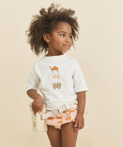 CategoryModel (8825060655246@19)  - T-SHIRT MANCHES COURTES BÉBÉ FILLE ANTI-UV ÉCRU AVEC MOTIF CHAMEAU