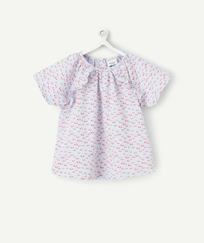 CategoryModel (8821752201358@55)  - blouse manches courtes bébé fille violette imprimé roses